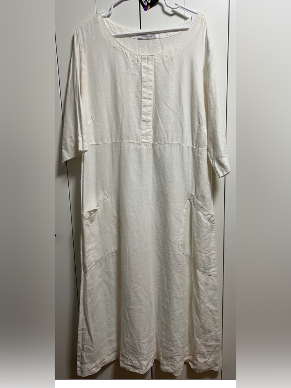 Cut Loose White Linen Dress L